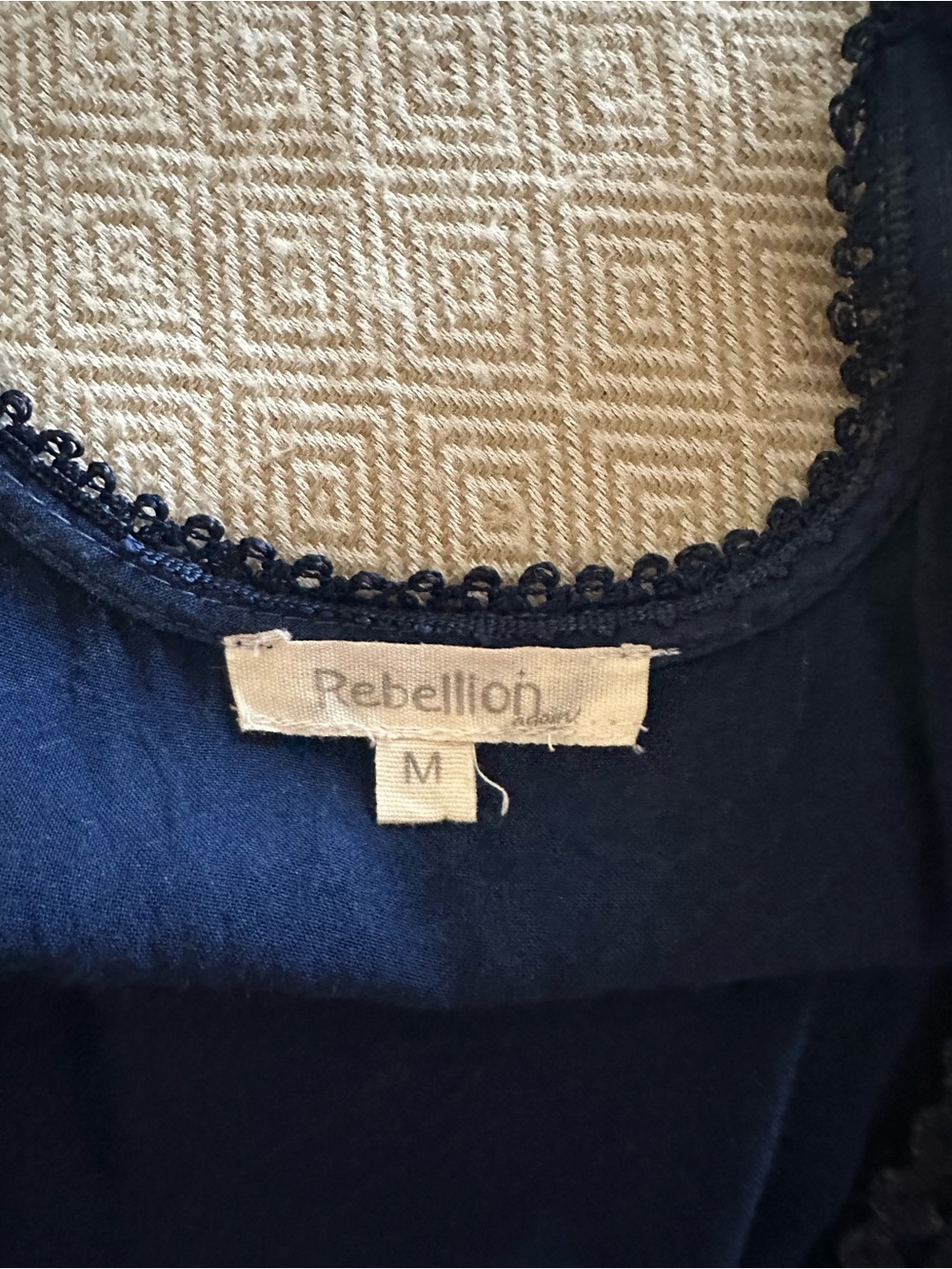 Rebellion Navy Crochet-Front Sleeveless Camisole - Picture 4 of 4